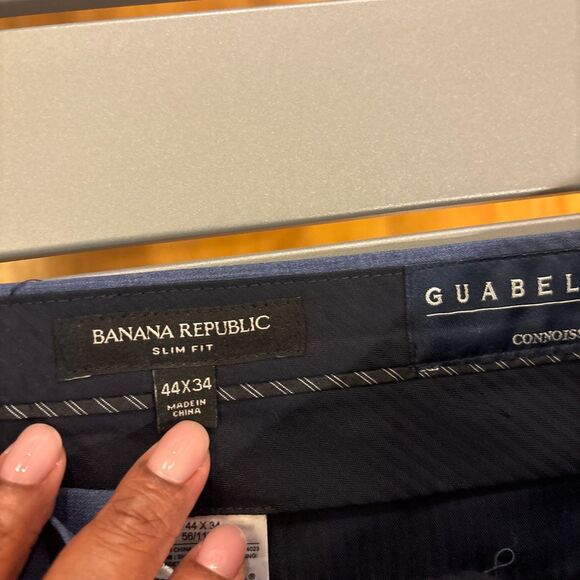 Banana Republic Dress Pants Mens 44x34 Navy Wool Formal Oxford Slim Fit Wide Leg - Picture 4 of 6